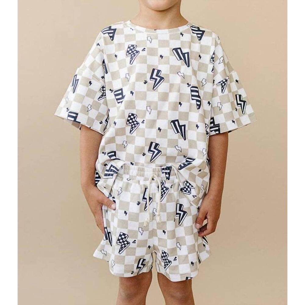 NEW LUCKY PANDA KIDS kids retro short set in summer bolts